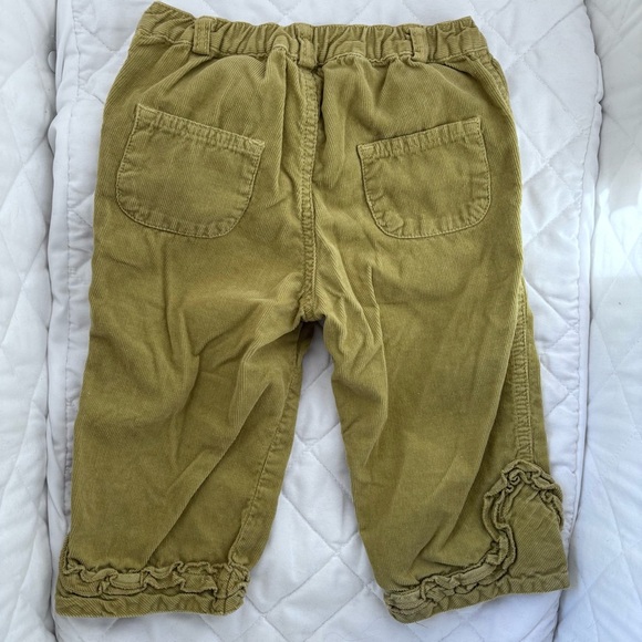 ⭒ 12-18M Olive Green Corduroy Pants Ruffles Pockets Button Spring Summer ⭒ - Picture 4 of 7